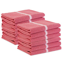 Set of 12 Herringbone Kitchen Towels - Red