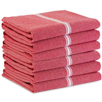 Set of 6 Herringbone Kitchen Towels - Red