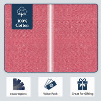 Set of 6 Herringbone Kitchen Towels - Red