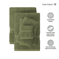 12 Piece Cotton Towel Set 550GSM - Oil Green