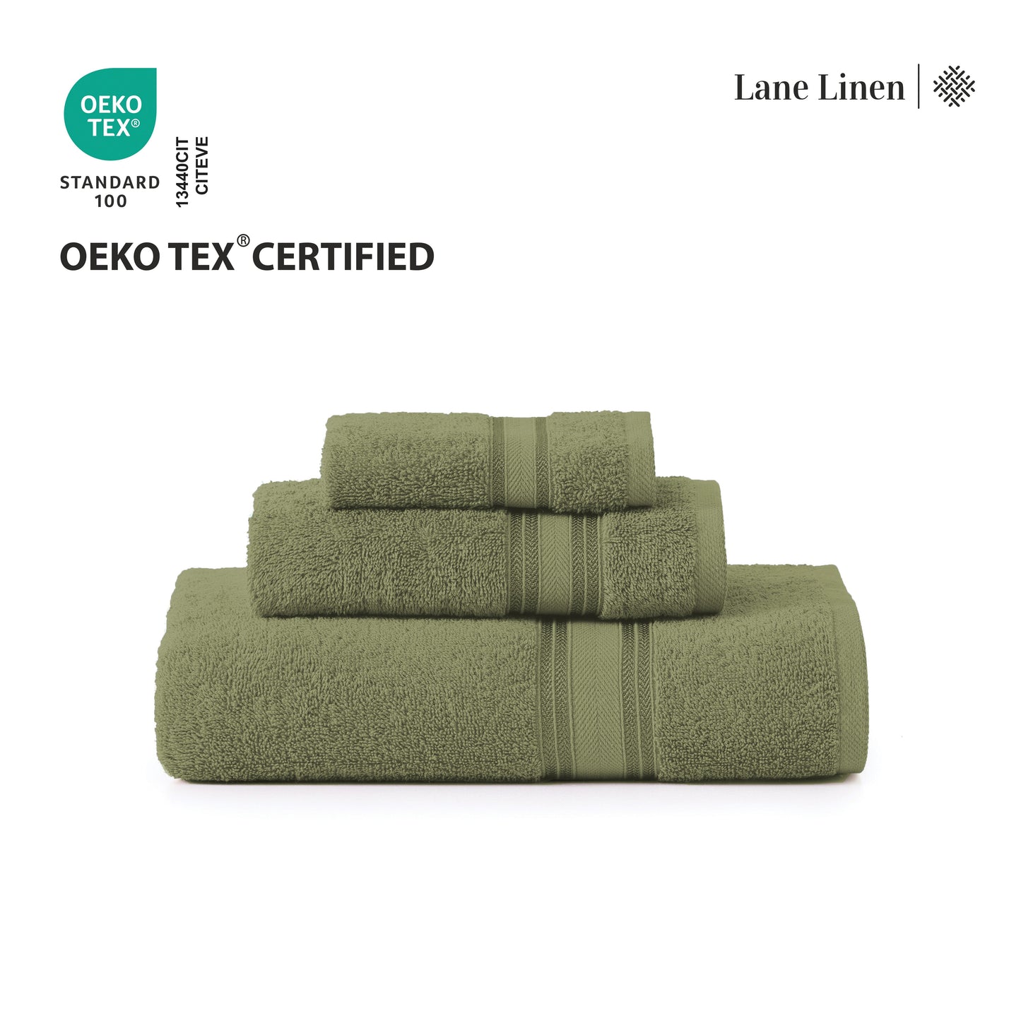 12 Piece Cotton Towel Set 550GSM - Oil Green