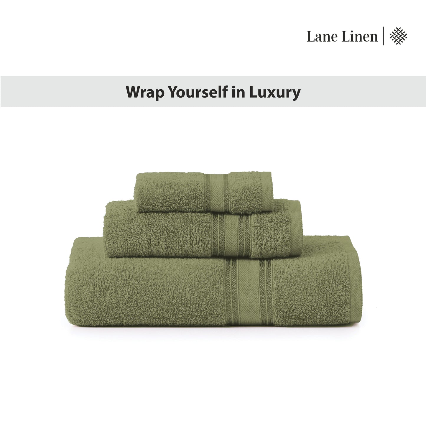 12 Piece Cotton Towel Set 550GSM - Oil Green