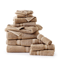 12 Piece 100% Cotton Towel Set 550GSM - Taupe