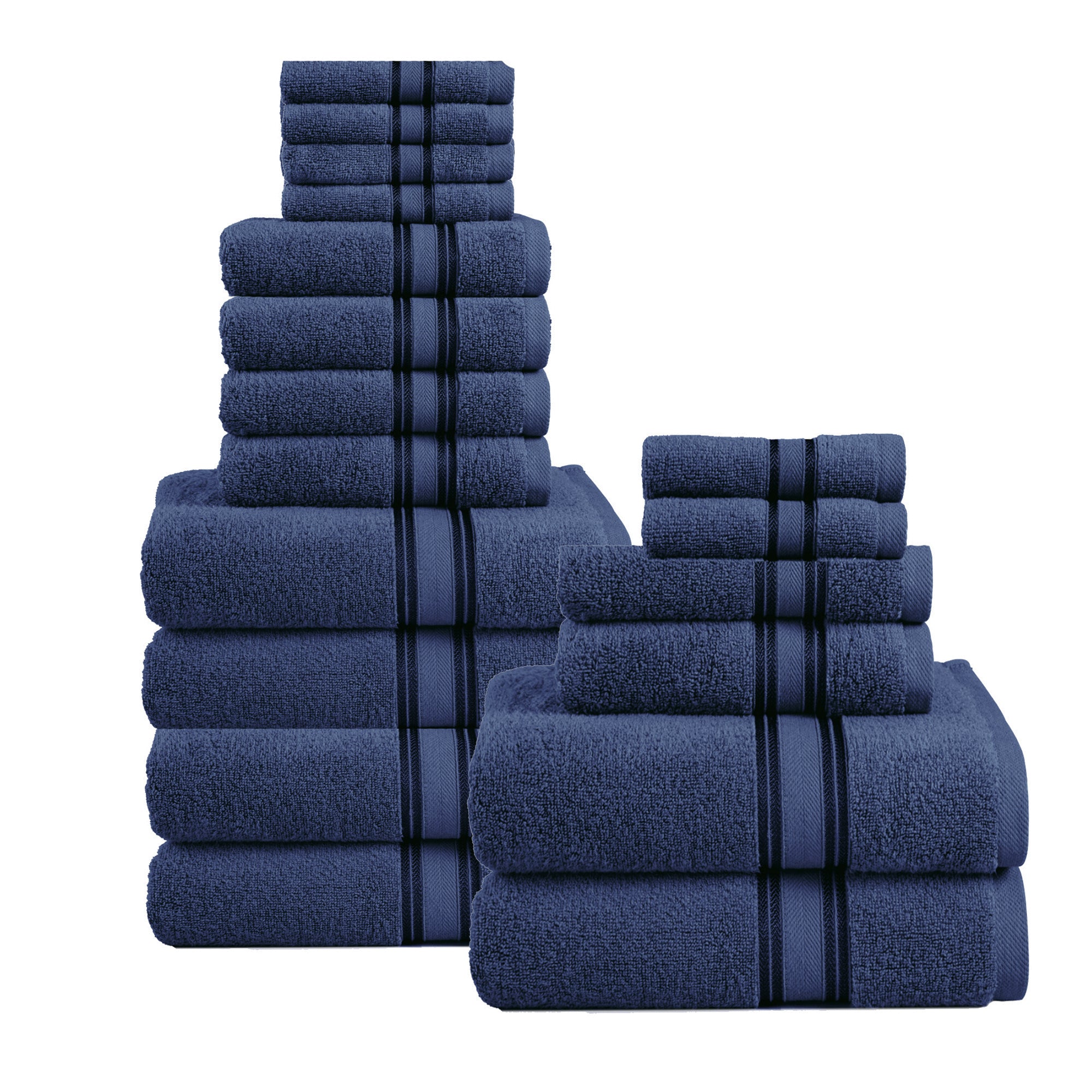 18 Piece 100% Cotton Towel Set 550GSM - Navy