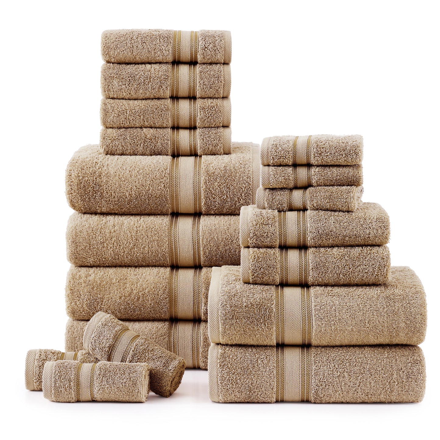 18 Piece 100% Cotton Towel Set 550GSM - Taupe