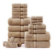 18 Piece 100% Cotton Towel Set 550GSM - Taupe