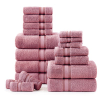 18 Piece 100% Cotton Towel Set 550GSM - Wishful Mauve