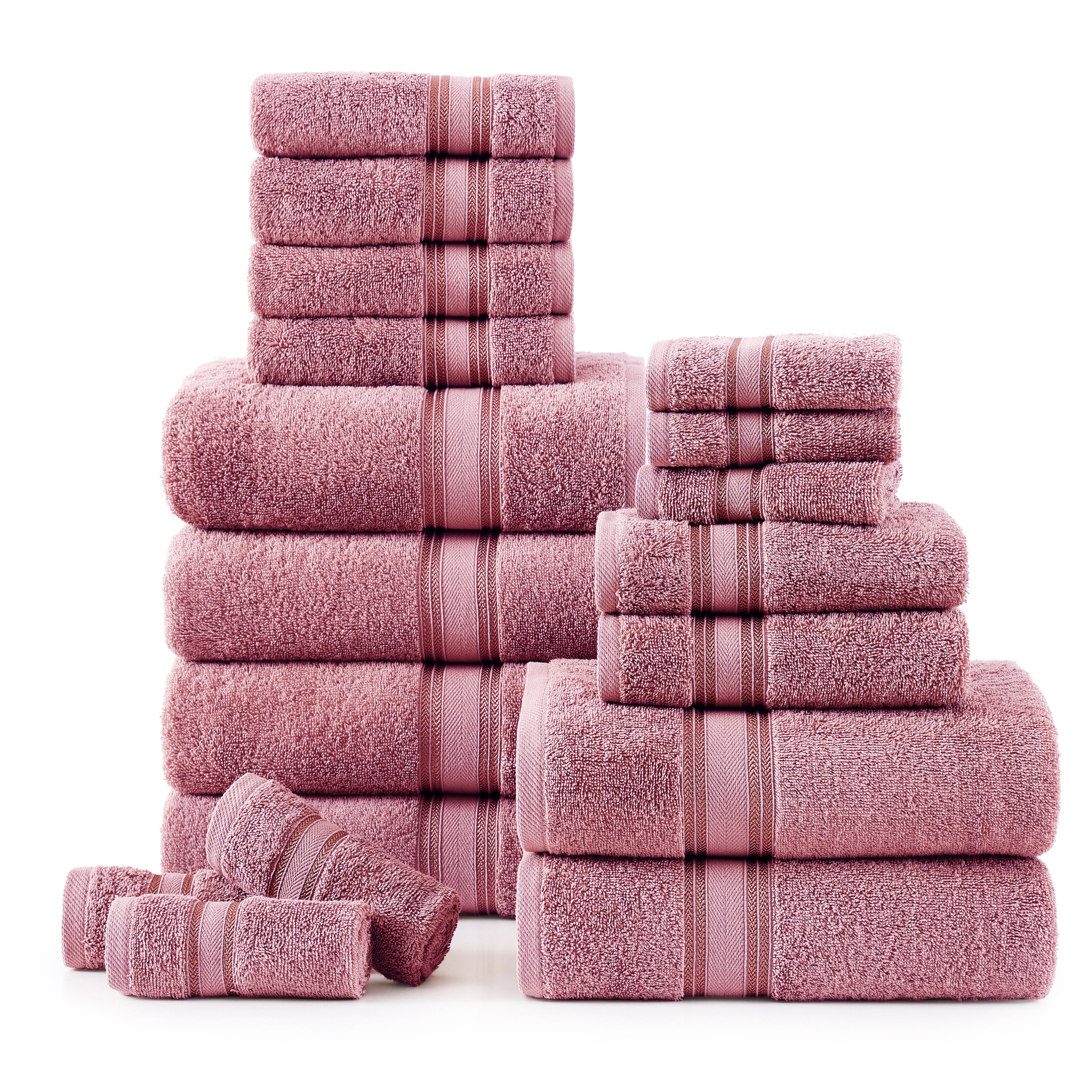 18 Piece 100% Cotton Towel Set 550GSM - Wishful Mauve