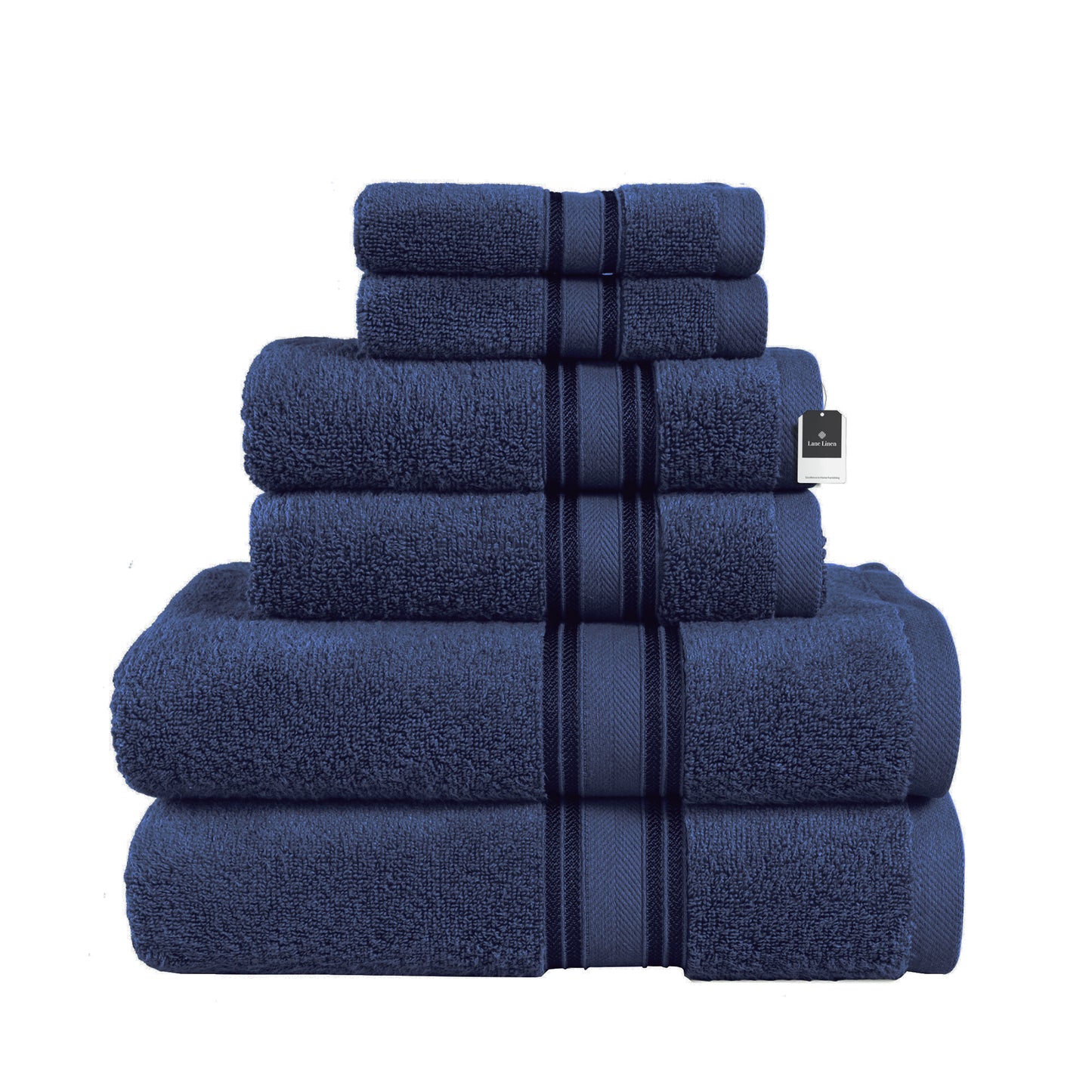 6 Piece Cotton Towel Set 550GSM - Navy