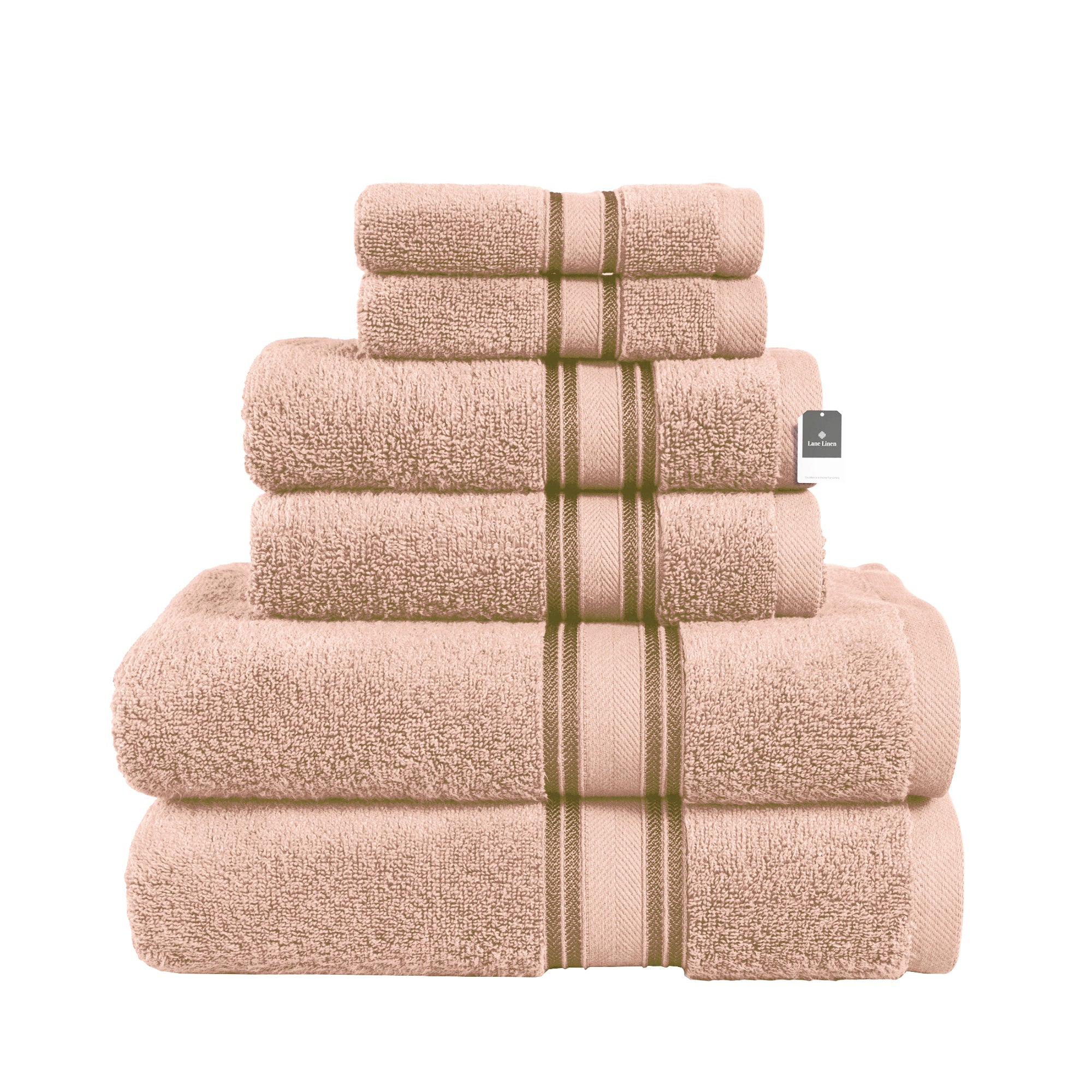 6 Piece Cotton Towel Set 550GSM - Pearl Blush