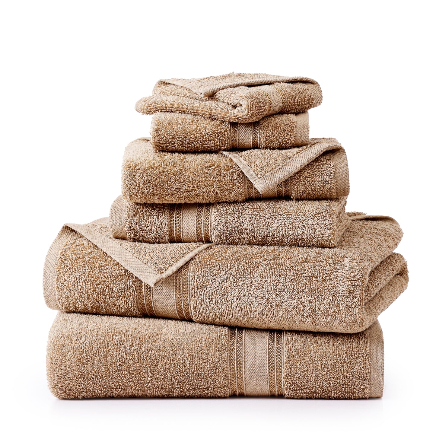 6 Piece Cotton Towel Set 550GSM - Taupe