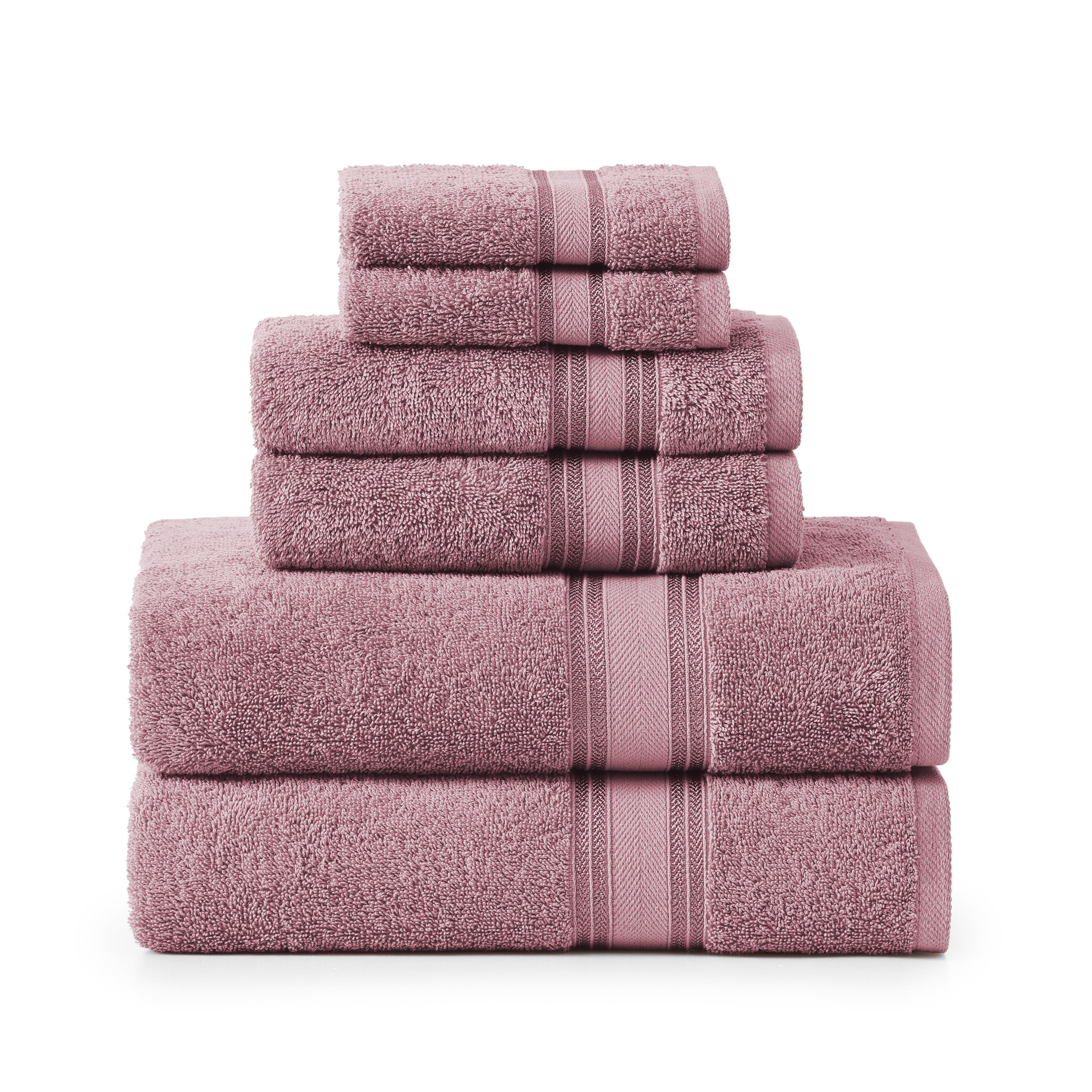 6 Piece Cotton Towel Set 550GSM - Wishful Mauve