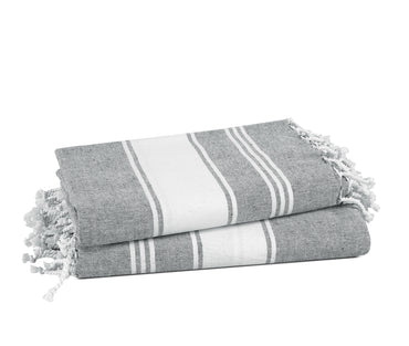 Set of 2 100% Cotton Chambray Turkish Beach Towels - Alloy