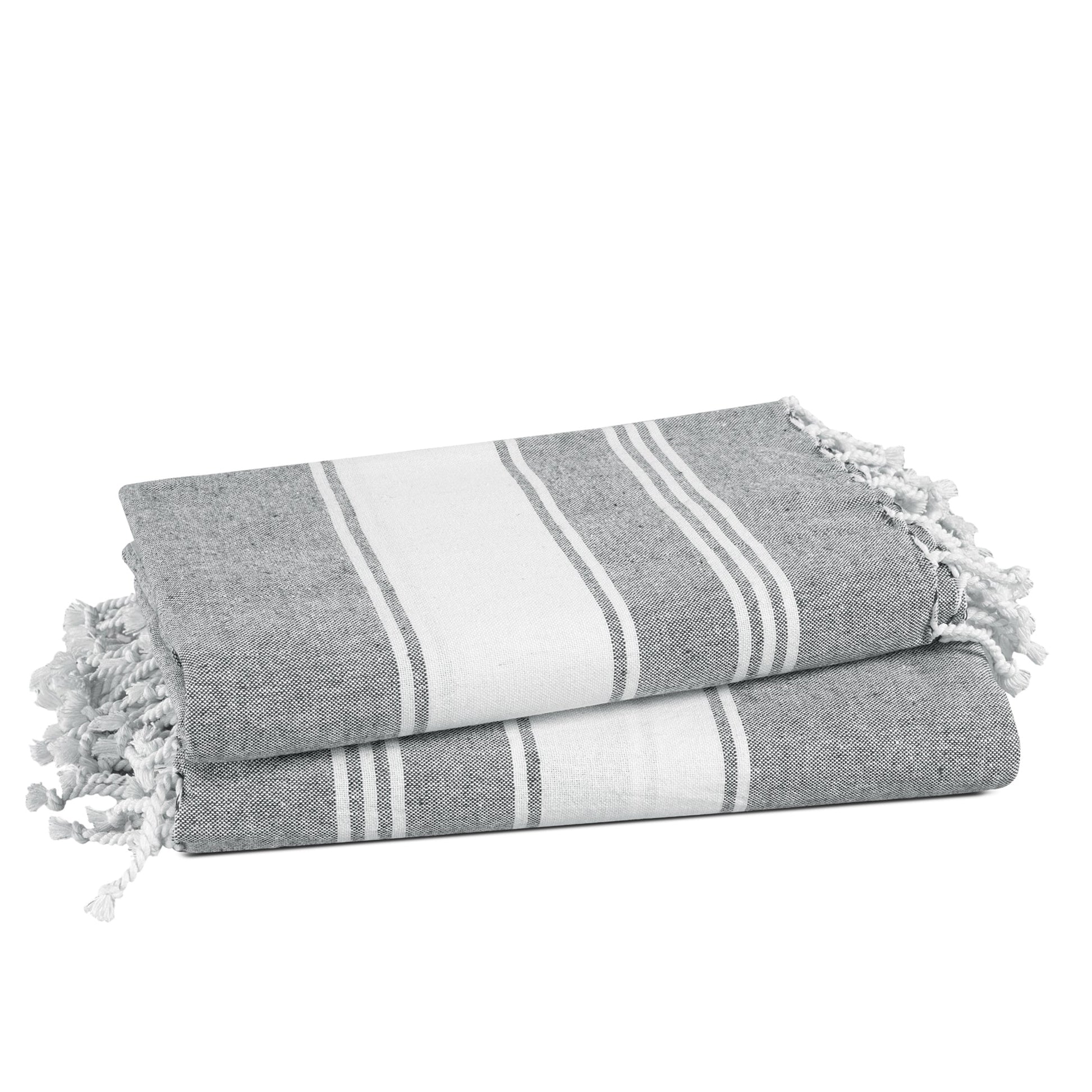 Set of 2 Chambray Turkish Beach Towels - Alloy