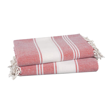Set of 2 100% Cotton Chambray Turkish Beach Towels - Cashmere Rose