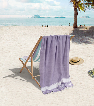 Set of 2 100% Cotton Chambray Turkish Beach Towels - Day Break