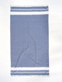 Set of 2 100% Cotton Chambray Turkish Beach Towels - Forever Blue