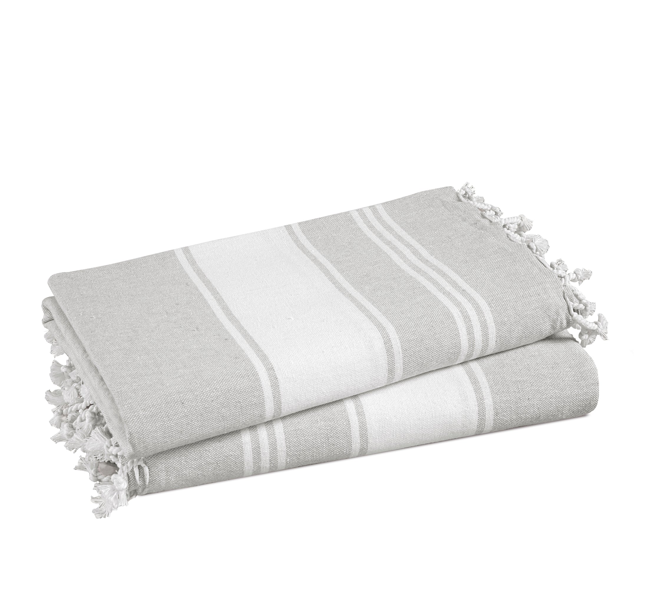 Lightweight Linen Beach Towel in Grey & White. Striped Linen 2024 Beach Sheet. Super Absorbent, European linen.