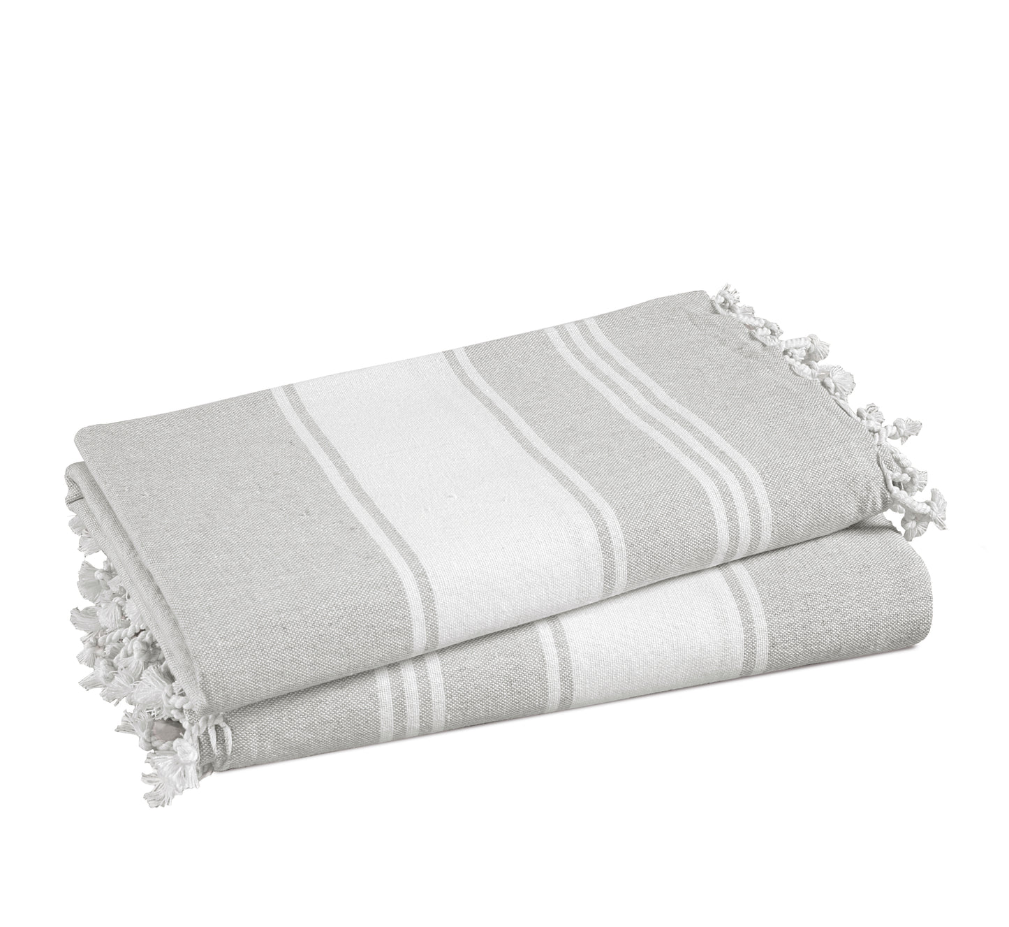 Set of 2 Chambray Turkish Beach Towels - Grey