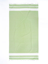 Set of 2 100% Cotton Chambray Turkish Beach Towels - Jade Lime