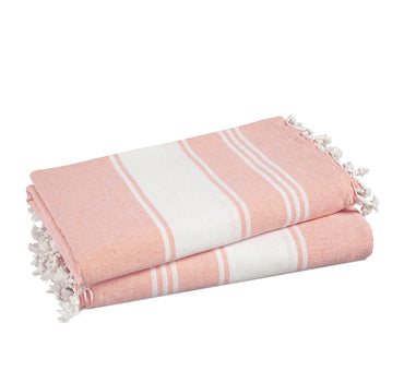 Set of 2 100% Cotton Chambray Turkish Beach Towels - Quartz Pink