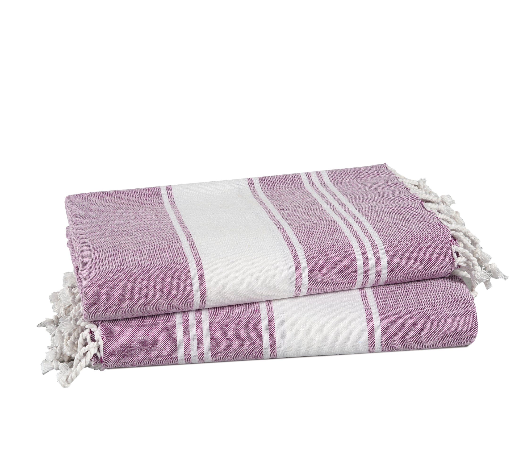 Set of 2 100% Cotton Chambray Turkish Beach Towels - Regal Orchid