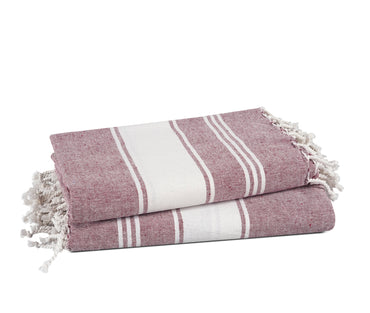 Set of 2 100% Cotton Chambray Turkish Beach Towels - Wistful Mauve