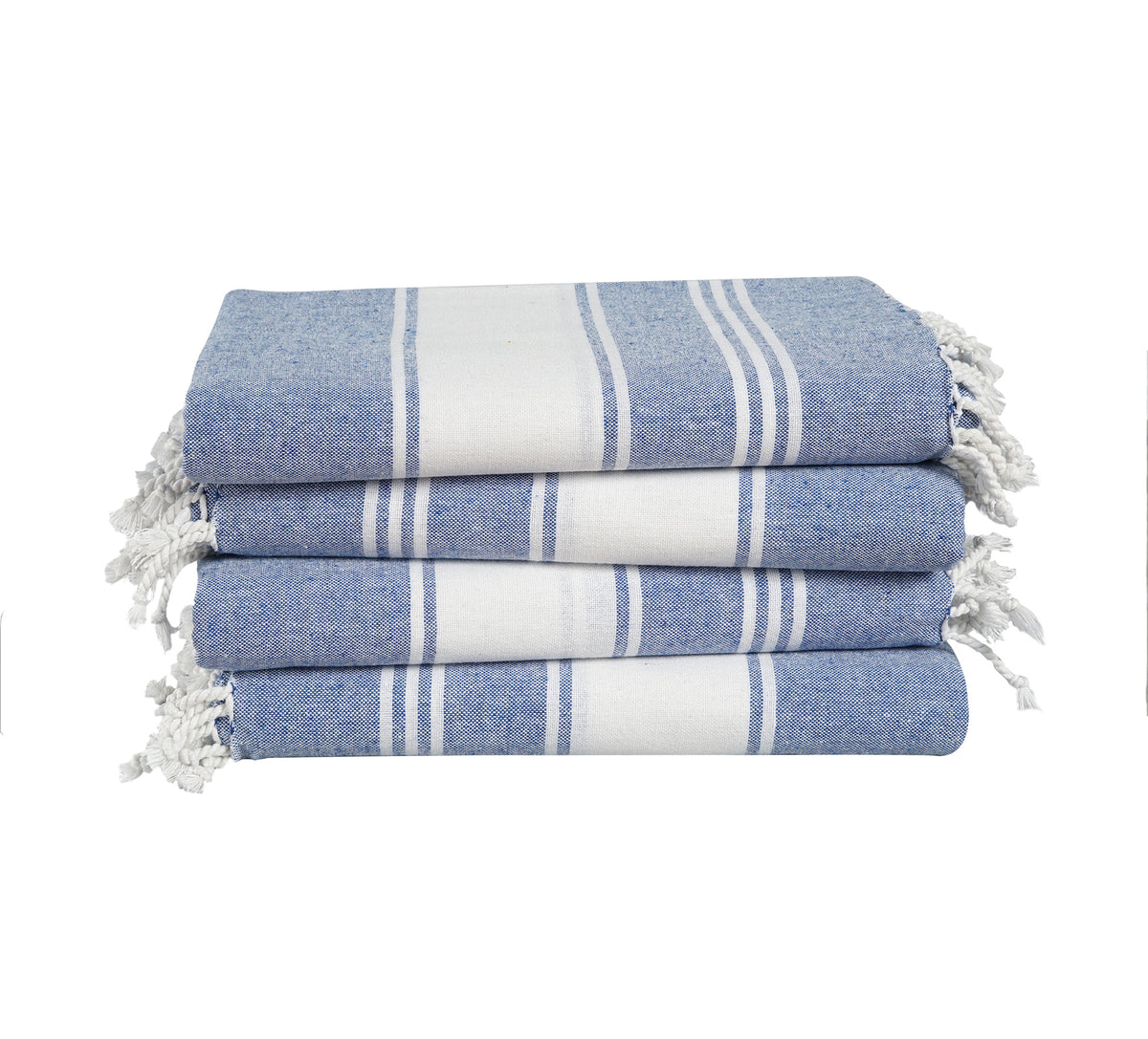 Set of 4 Chambray Turkish Beach Towels - Forever Blue