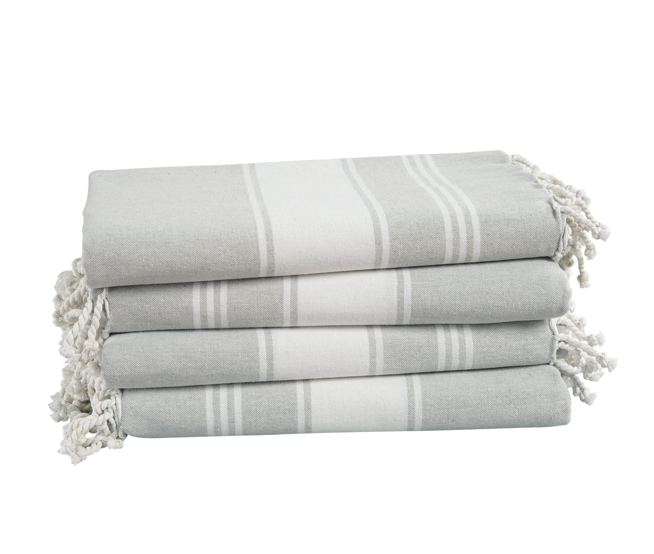 Set of 4 100% Cotton Chambray Turkish Beach Towels - Grey