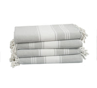 Set of 4 Chambray Turkish Beach Towels - Grey