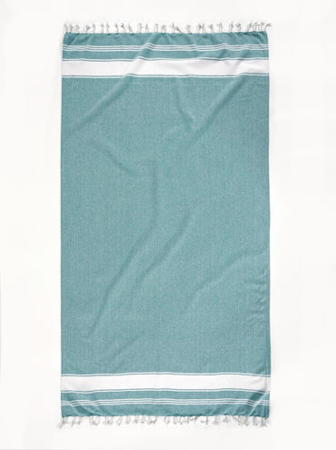 Set of 4 100% Cotton Chambray Turkish Beach Towels - Hunter Green