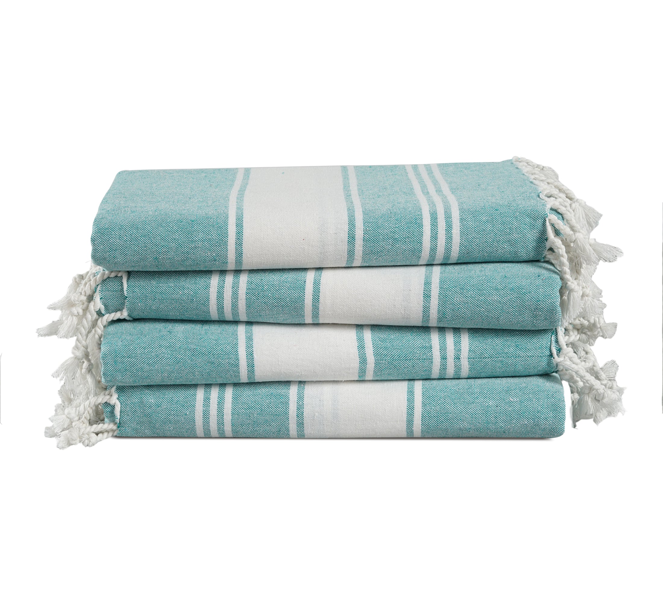 Set of 4 100% Cotton Chambray Turkish Beach Towels - Hunter Green