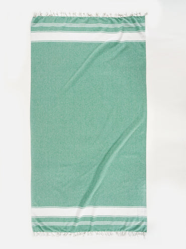 Set of 4 100% Cotton Chambray Turkish Beach Towels - Jade Green