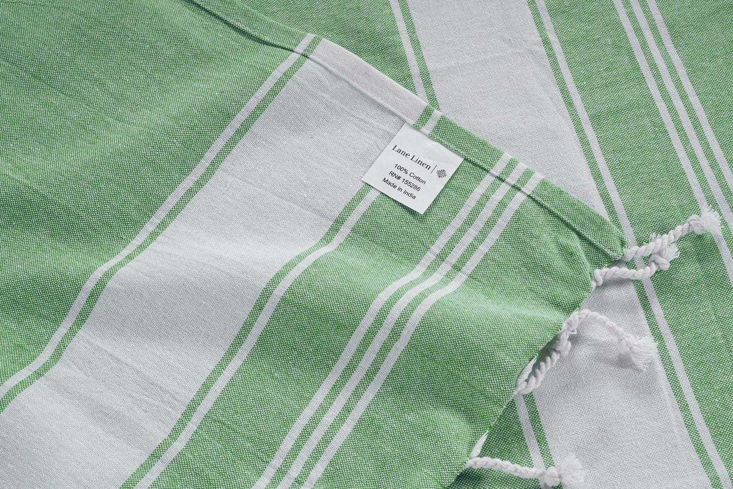 Set of 4 100% Cotton Chambray Turkish Beach Towels - Jade Green