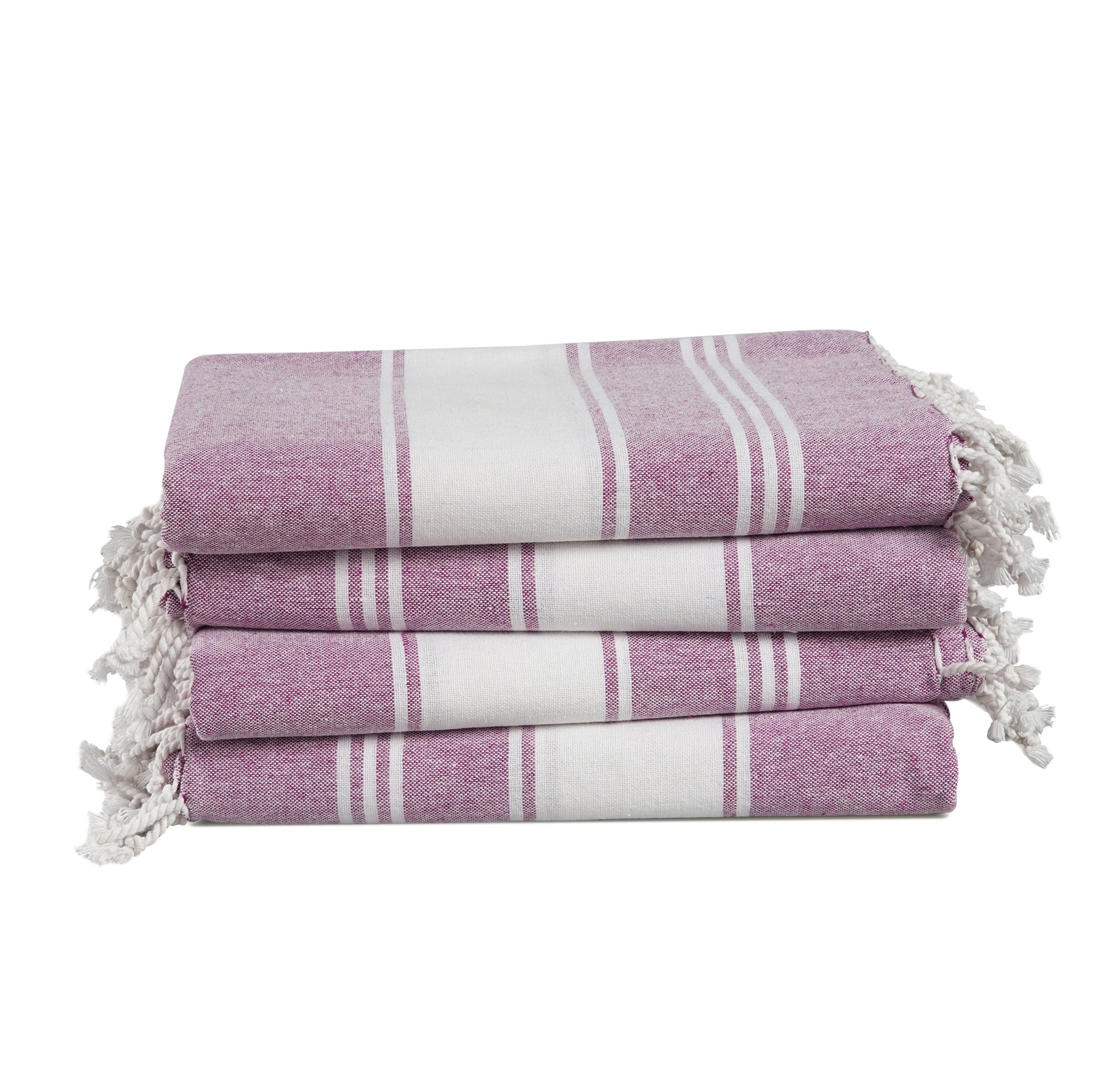 Set of 4 100% Cotton Chambray Turkish Beach Towels - Regal Orchid