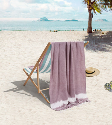 Set of 4 100% Cotton Chambray Turkish Beach Towels - Wistful Mauve