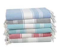 Set of 6 Chambray Turkish Beach Towels - Nautical