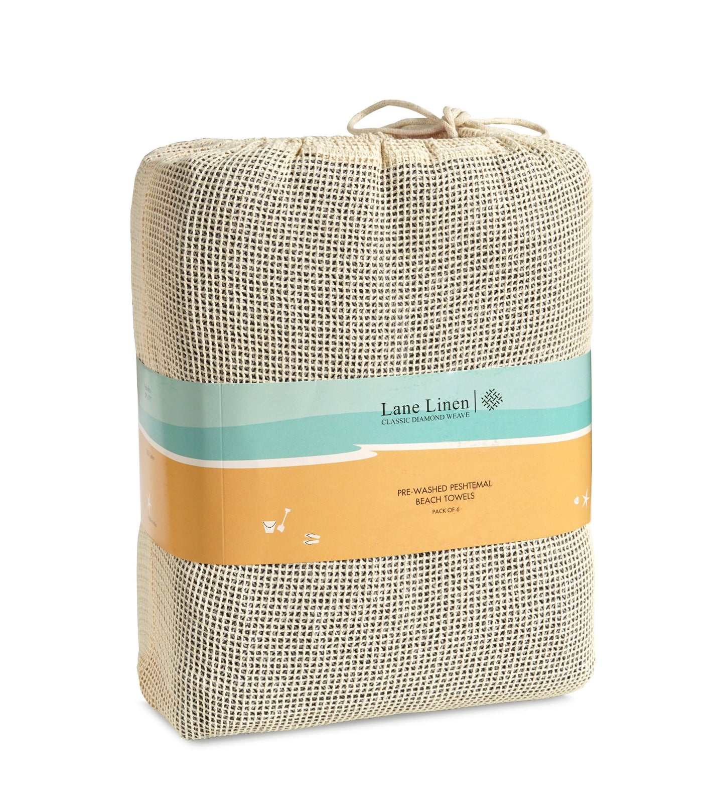 Set of 6 Chambray Turkish Beach Towels - Nautical