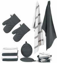 16pc Kitchen Towel and Oven Mitt Set - Grey