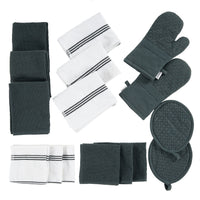 16pc Kitchen Towel and Oven Mitt Set - Grey