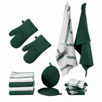 16pc Kitchen Towel and Oven Mitt Set - Olive