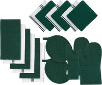 16pc Kitchen Towel and Oven Mitt Set - Olive