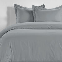 100% Organic Washed Cotton Quilt Cover Set - Silver