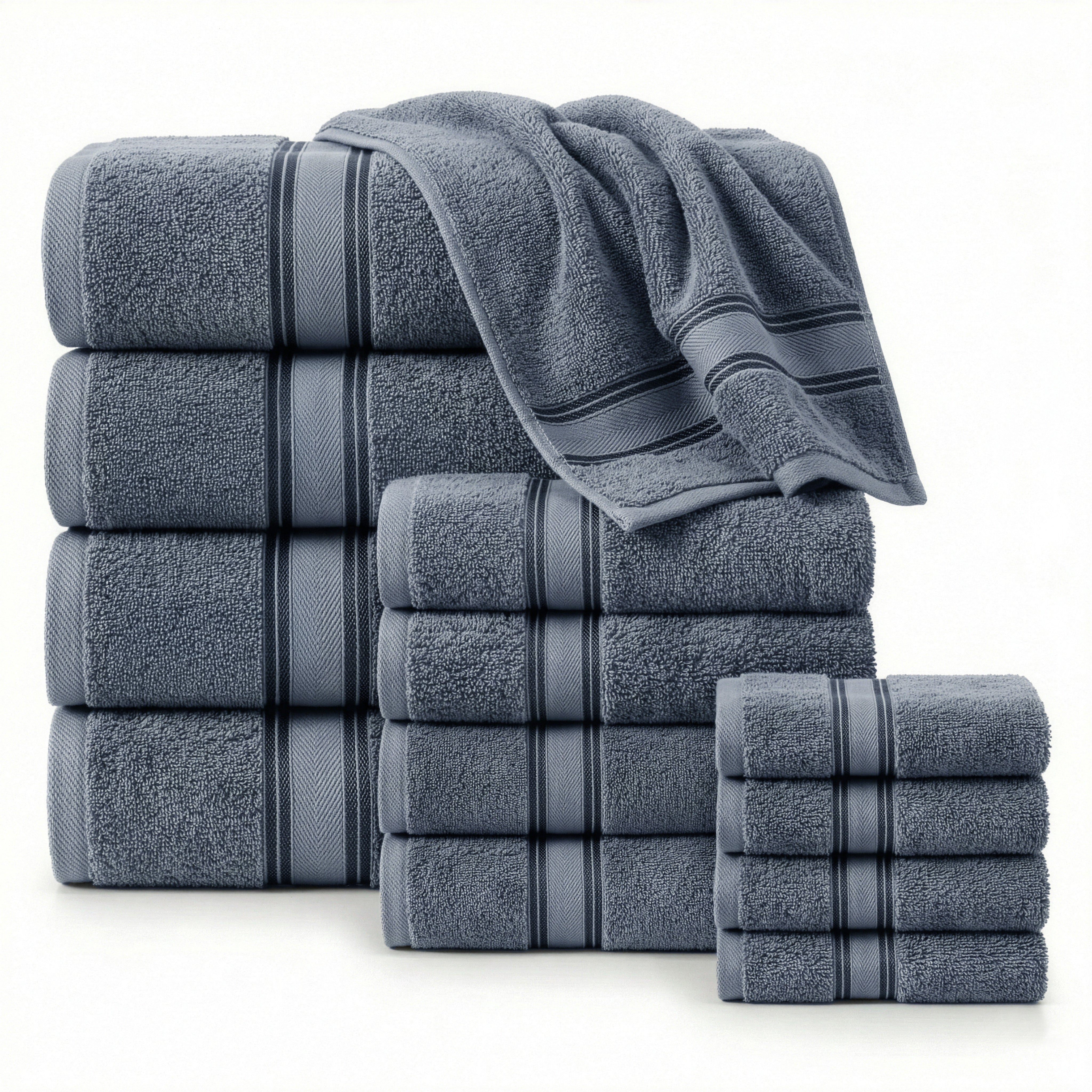 12 Piece 100% Cotton Towel Set 550GSM - Grey