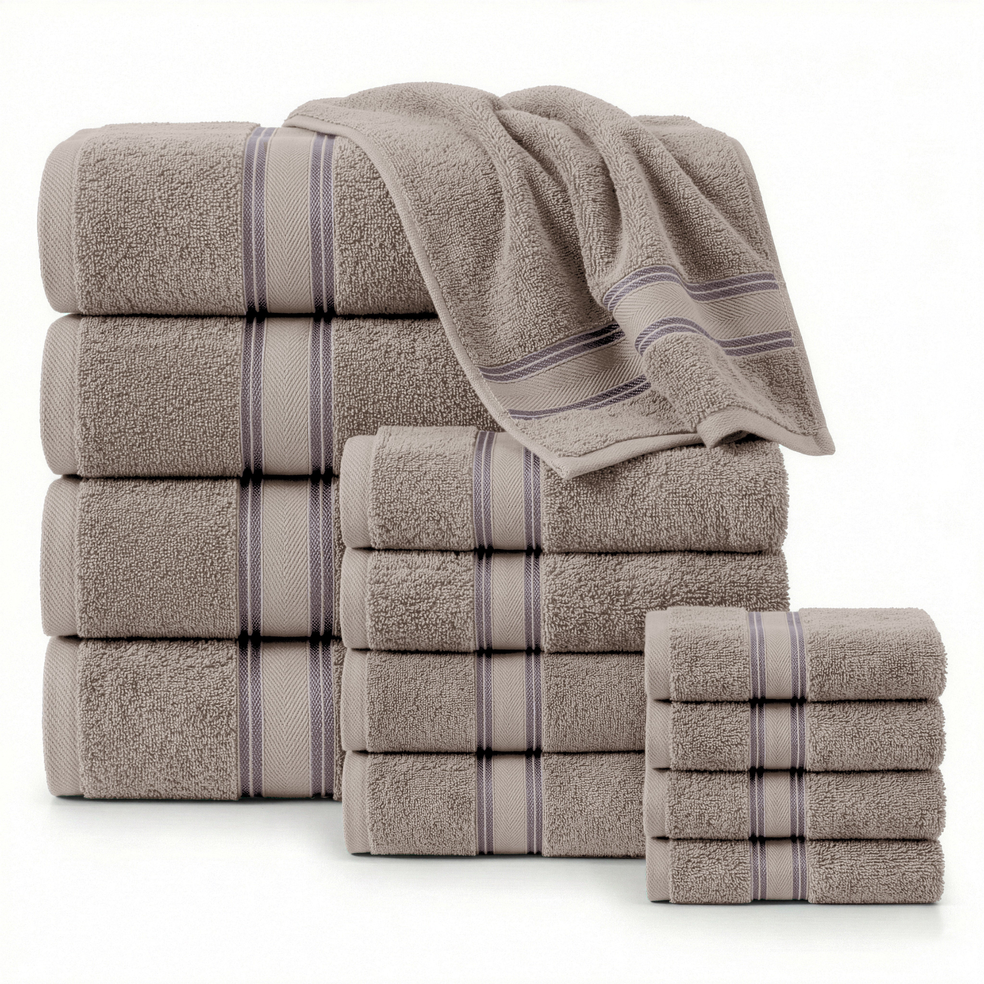 12 Piece 100% Cotton Towel Set 550GSM - Platinum