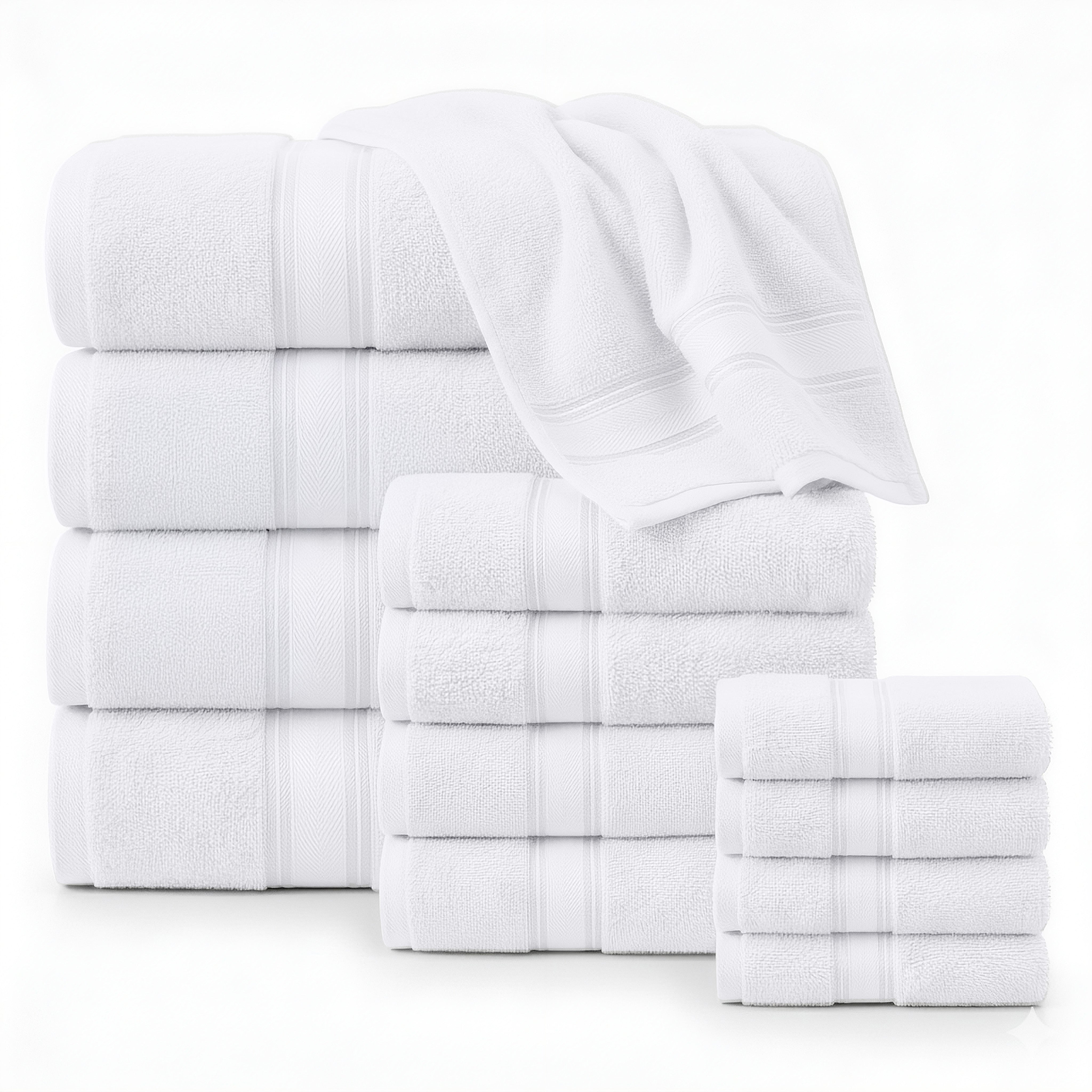 12 Piece 100% Cotton Towel Set 550GSM - White
