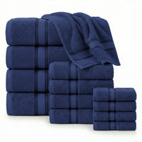 12 Piece 100% Cotton Towel Set 550GSM - Navy