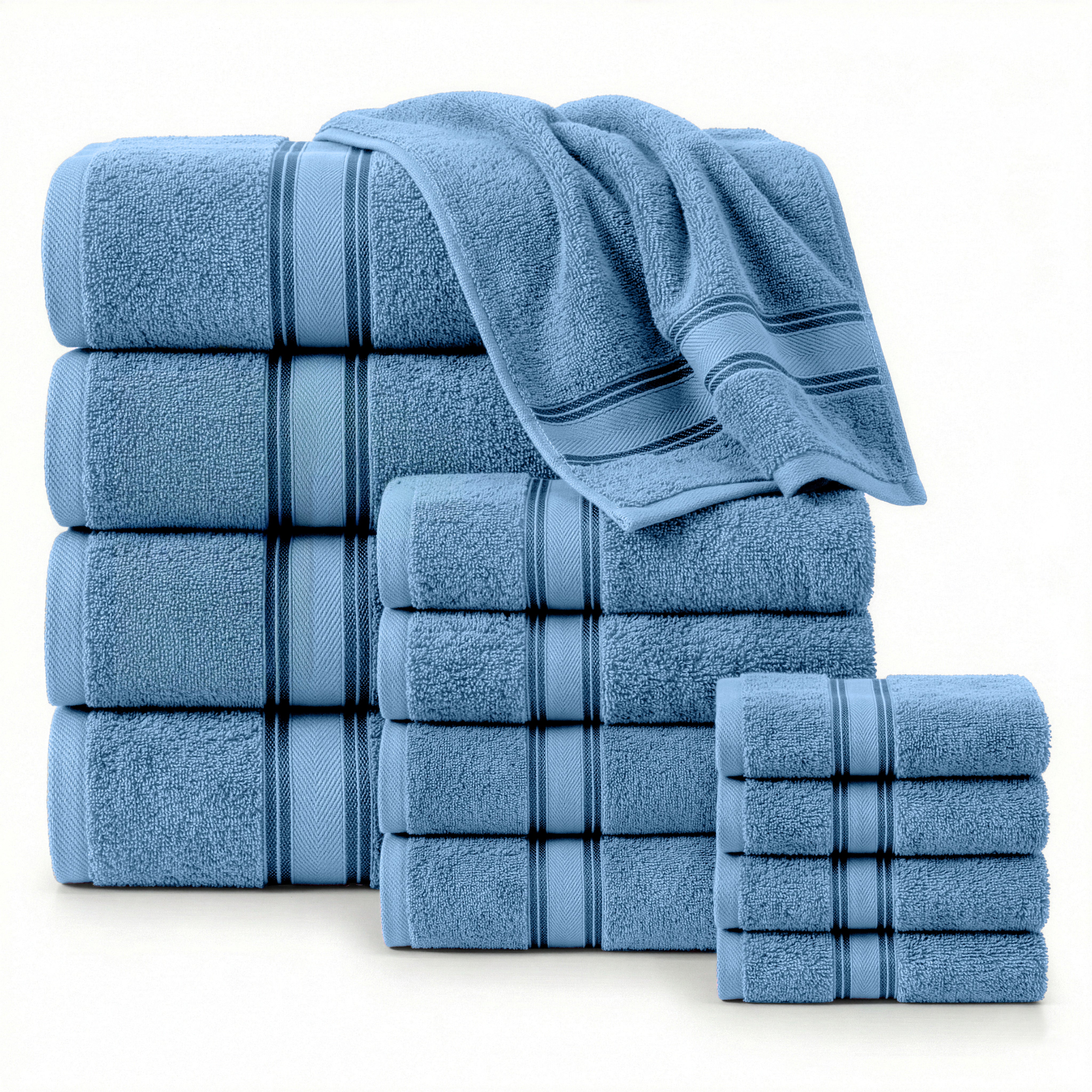 12 Piece 100% Cotton Towel Set 550GSM - Cerulean Blue