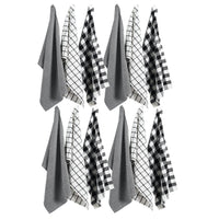 Set of 12 Multiweave Kitchen Towels - Black