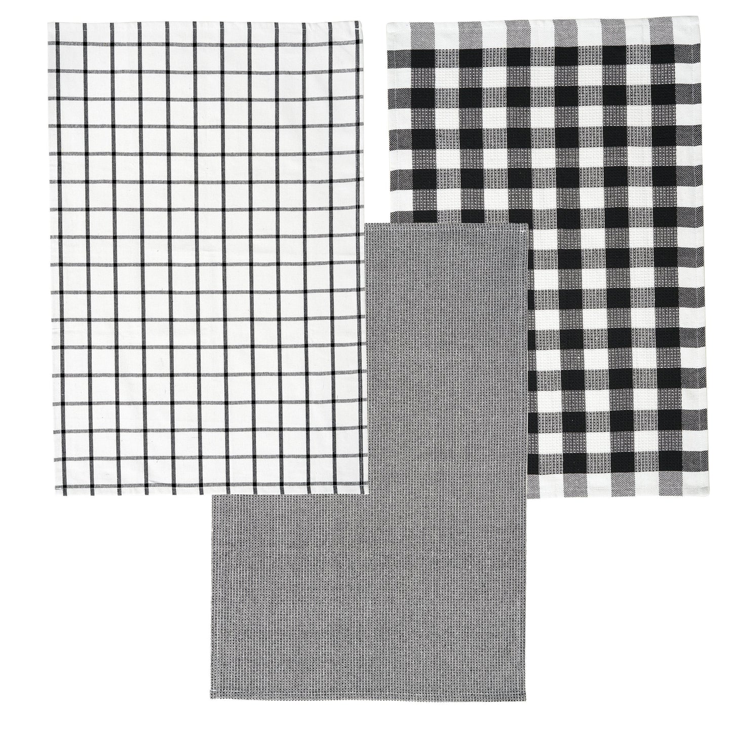Set of 12 Multiweave Kitchen Towels - Black